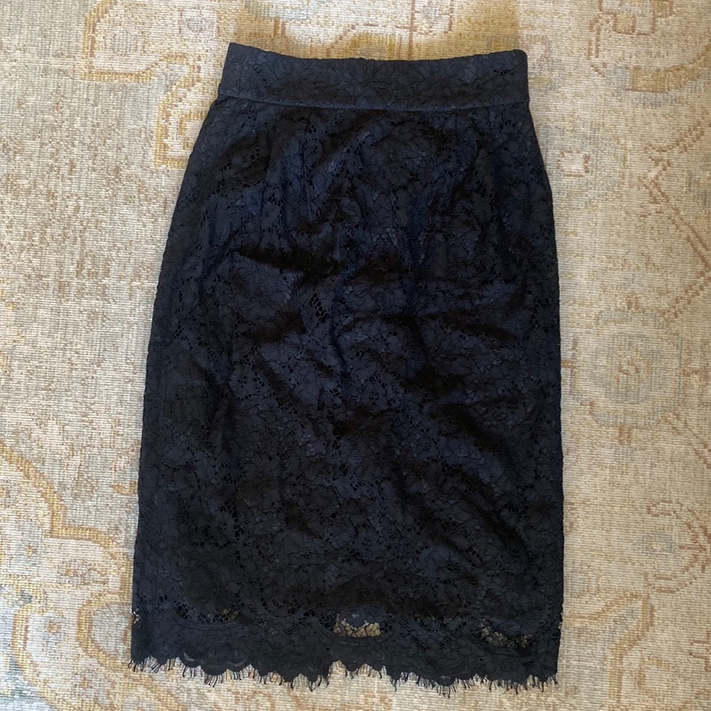 J. Crew Black Lace Pencil Skirt